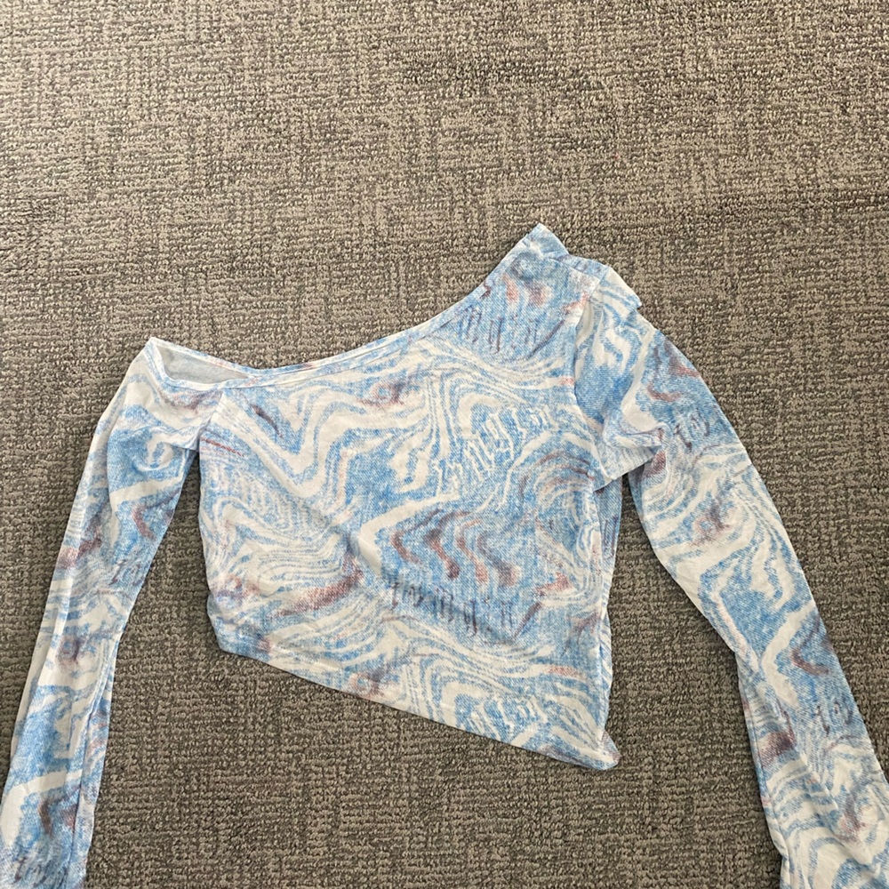 Asymmetrical One Shoulder Blue Top